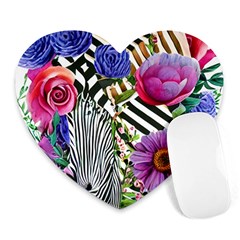 Bountiful Watercolor Flowers Heart Mousepad by GardenOfOphir