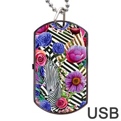 Bountiful Watercolor Flowers Dog Tag Usb Flash (two Sides) by GardenOfOphir