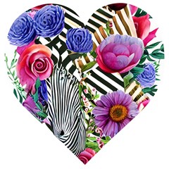 Bountiful Watercolor Flowers Wooden Puzzle Heart by GardenOfOphir