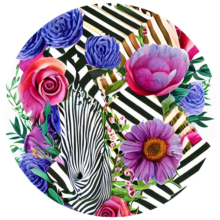 Bountiful Watercolor Flowers Wooden Puzzle Round