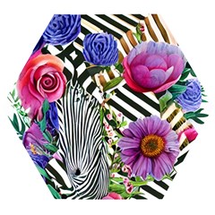 Bountiful Watercolor Flowers Wooden Puzzle Hexagon by GardenOfOphir