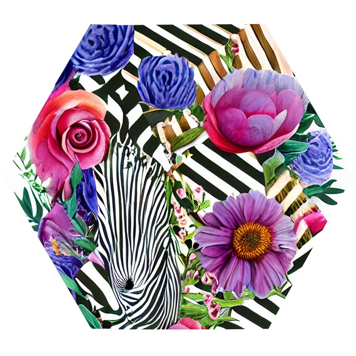 Bountiful Watercolor Flowers Wooden Puzzle Hexagon