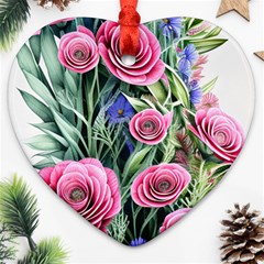 Attention-getting Watercolor Flowers Ornament (heart) by GardenOfOphir