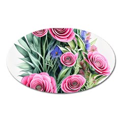 Attention-getting Watercolor Flowers Oval Magnet by GardenOfOphir