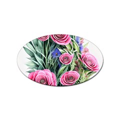 Attention-getting Watercolor Flowers Sticker Oval (100 Pack) by GardenOfOphir