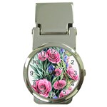 Attention-getting Watercolor Flowers Money Clip Watches Front