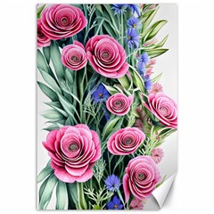 Attention-getting Watercolor Flowers Canvas 12  X 18  by GardenOfOphir