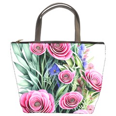 Attention-getting Watercolor Flowers Bucket Bag by GardenOfOphir