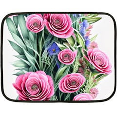 Attention-getting Watercolor Flowers Fleece Blanket (mini) by GardenOfOphir