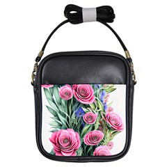 Attention-getting Watercolor Flowers Girls Sling Bag by GardenOfOphir