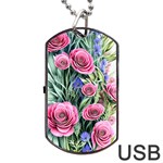 Attention-getting Watercolor Flowers Dog Tag USB Flash (Two Sides) Front