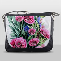 Attention-getting Watercolor Flowers Messenger Bag by GardenOfOphir