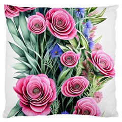 Attention-getting Watercolor Flowers Large Cushion Case (two Sides) by GardenOfOphir