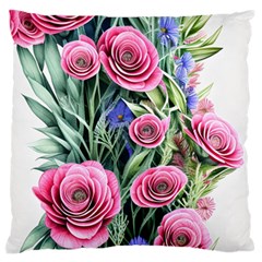 Attention-getting Watercolor Flowers Standard Premium Plush Fleece Cushion Case (two Sides) by GardenOfOphir