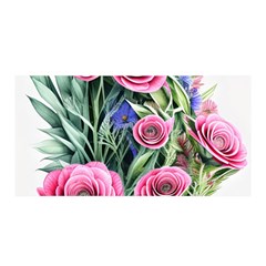 Attention-getting Watercolor Flowers Satin Wrap 35  X 70  by GardenOfOphir