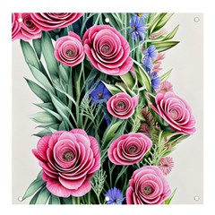 Attention-getting Watercolor Flowers Banner And Sign 4  X 4  by GardenOfOphir