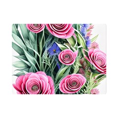 Attention-getting Watercolor Flowers One Side Premium Plush Fleece Blanket (mini)