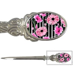 Black Stripes Beautifully Watercolor Flowers Letter Opener by GardenOfOphir