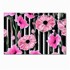 Black Stripes Beautifully Watercolor Flowers Postcards 5  X 7  (pkg Of 10) by GardenOfOphir