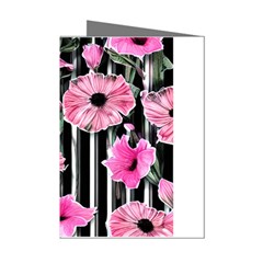 Black Stripes Beautifully Watercolor Flowers Mini Greeting Cards (pkg Of 8) by GardenOfOphir