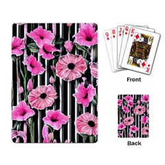 Black Stripes Beautifully Watercolor Flowers Playing Cards Single Design (rectangle) by GardenOfOphir