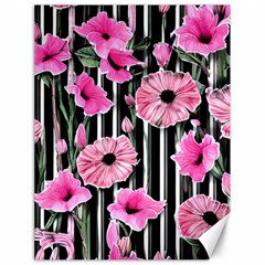 Black Stripes Beautifully Watercolor Flowers Canvas 18  X 24  by GardenOfOphir