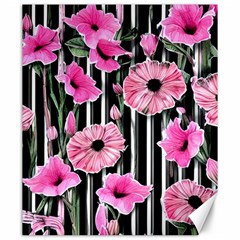 Black Stripes Beautifully Watercolor Flowers Canvas 20  X 24  by GardenOfOphir