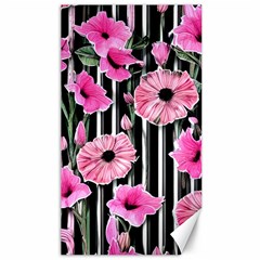 Black Stripes Beautifully Watercolor Flowers Canvas 40  X 72  by GardenOfOphir