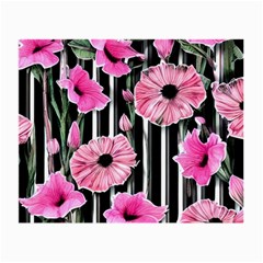 Black Stripes Beautifully Watercolor Flowers Small Glasses Cloth (2 Sides) by GardenOfOphir