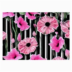 Black Stripes Beautifully Watercolor Flowers Large Glasses Cloth by GardenOfOphir