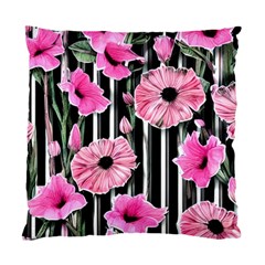 Black Stripes Beautifully Watercolor Flowers Standard Cushion Case (one Side) by GardenOfOphir