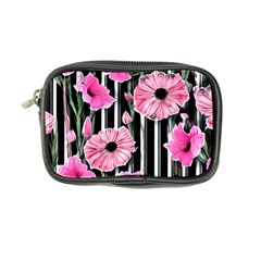 Black Stripes Beautifully Watercolor Flowers Coin Purse by GardenOfOphir