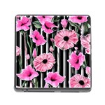 Black Stripes Beautifully watercolor flowers Memory Card Reader (Square 5 Slot) Front