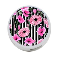 Black Stripes Beautifully Watercolor Flowers 4-port Usb Hub (two Sides) by GardenOfOphir