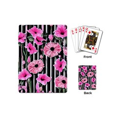 Black Stripes Beautifully Watercolor Flowers Playing Cards Single Design (mini) by GardenOfOphir