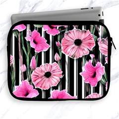 Black Stripes Beautifully Watercolor Flowers Apple Ipad 2/3/4 Zipper Cases by GardenOfOphir