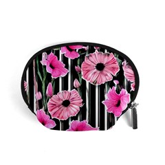 Black Stripes Beautifully Watercolor Flowers Accessory Pouch (small) by GardenOfOphir