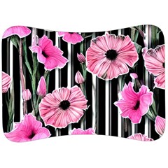 Black Stripes Beautifully Watercolor Flowers Velour Seat Head Rest Cushion