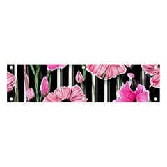 Black Stripes Beautifully Watercolor Flowers Banner And Sign 4  X 1 