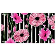 Black Stripes Beautifully Watercolor Flowers Banner And Sign 7  X 4 