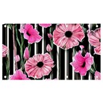 Black Stripes Beautifully watercolor flowers Banner and Sign 7  x 4  Front