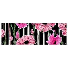 Black Stripes Beautifully Watercolor Flowers Banner And Sign 12  X 4 