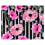 Black Stripes Beautifully watercolor flowers One Side Premium Plush Fleece Blanket (Medium) 60 x50  Blanket Front