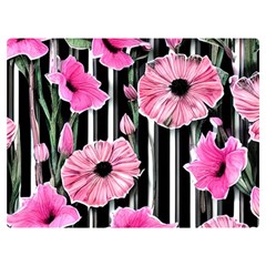 Black Stripes Beautifully Watercolor Flowers Premium Plush Fleece Blanket (extra Small)