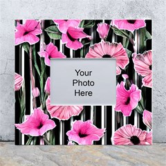 Black Stripes Beautifully Watercolor Flowers White Wall Photo Frame 5  X 7  by GardenOfOphir