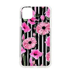 Black Stripes Beautifully Watercolor Flowers Iphone 11 Tpu Uv Print Case by GardenOfOphir