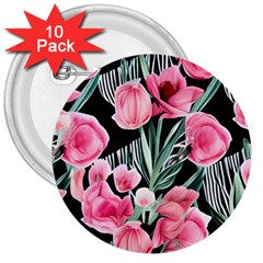 Expressive Watercolor Flowers Botanical Foliage 3  Buttons (10 Pack)  by GardenOfOphir