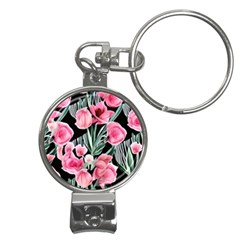 Expressive Watercolor Flowers Botanical Foliage Nail Clippers Key Chain by GardenOfOphir