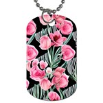 Expressive Watercolor Flowers Botanical Foliage Dog Tag (Two Sides) Front