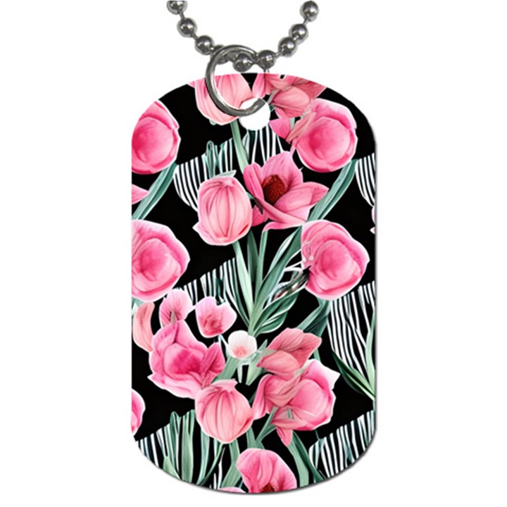 Expressive Watercolor Flowers Botanical Foliage Dog Tag (Two Sides)